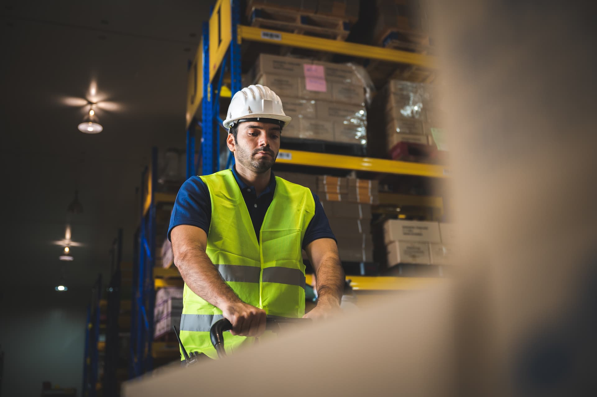 Focused employee working in a modern office